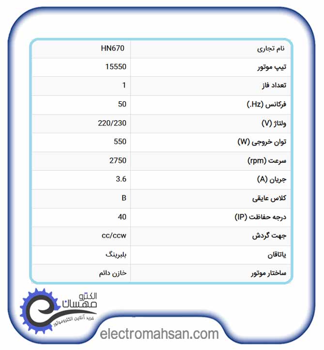 الکترو مشعل 550 وات، تکفاز، با خازن مدل الکتروژن