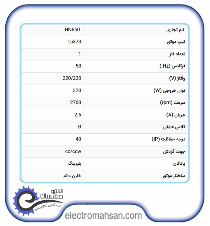 الکترو مشعل 370 وات، تکفاز، با خازن مدل الکتروژن