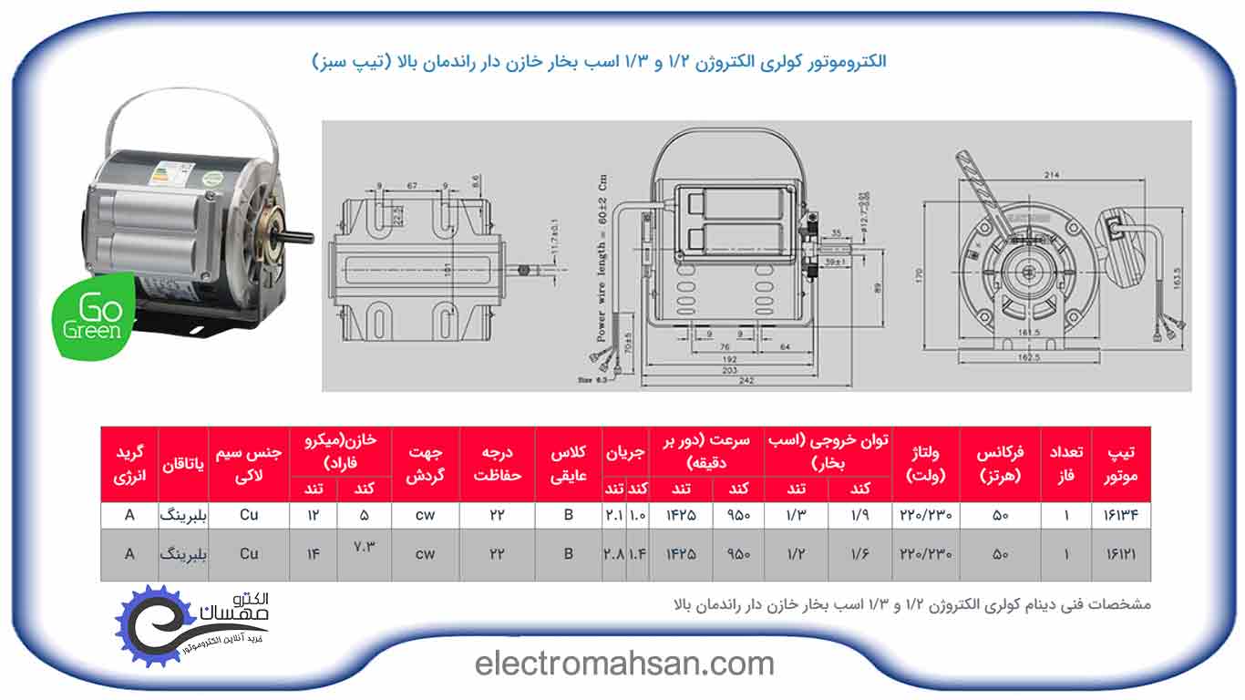 الکتروموتور کولری تیپ سبز